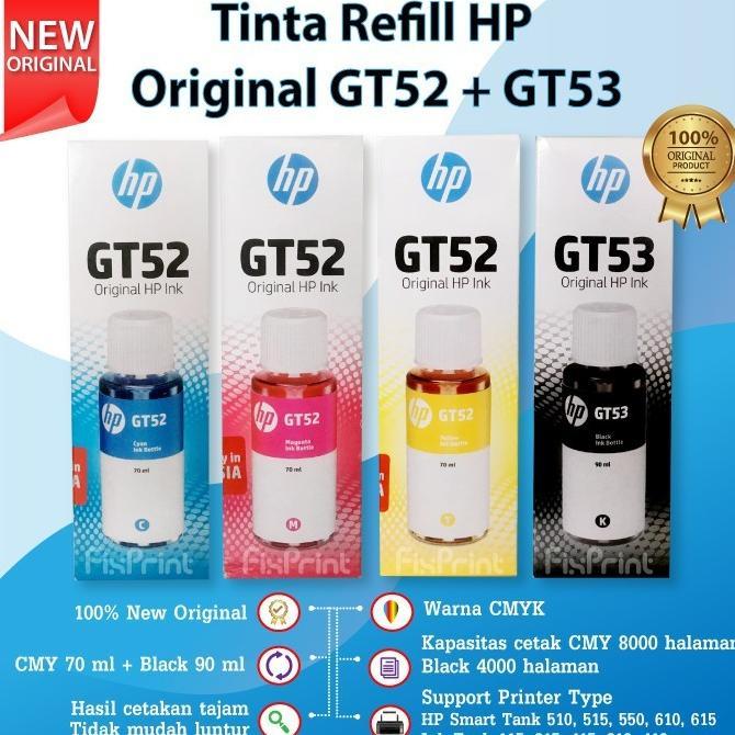 Tinta HP Original GT52 Yellow Cyan magenta Black M0H56A 70ml Printer Ink Tank 115 315 415 319 419 GT