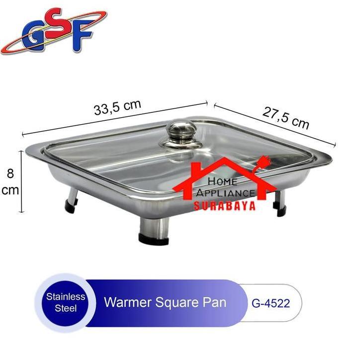 Panci Penghangat Prasmanan Wadah Saji - Tempat Makan Fast Food Dish - Warmer Square Pan Stainless St