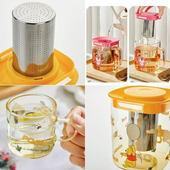 disney glass teapot set teko teh dengan saringan jug pitcher hadiah unik IS