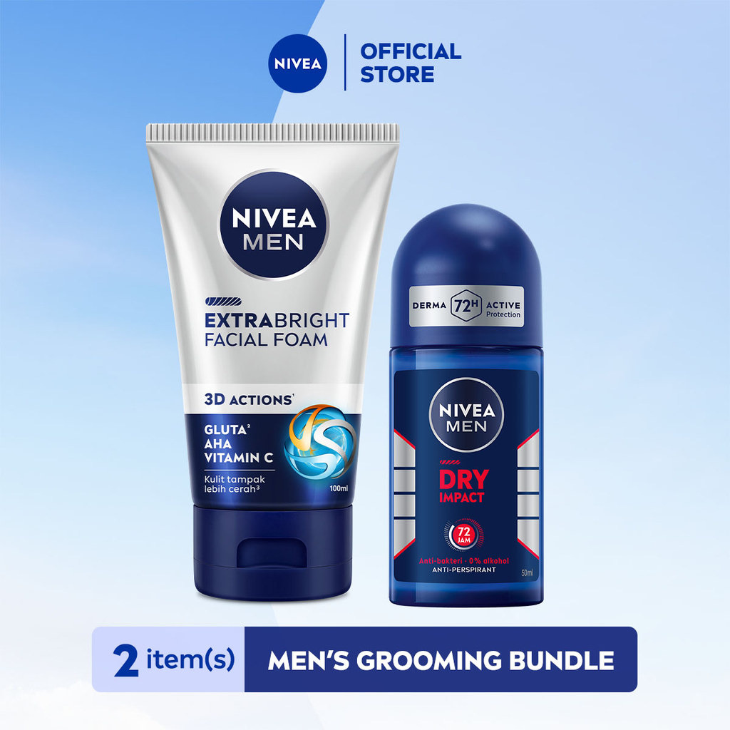 NIVEA MEN Personal Care Men Extra Bright Dark Spot Minimizer Foam 100 ml + Deodorant Dry Impact 50 m