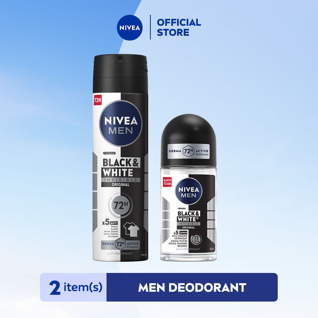 NIVEA Men Deo Invisible Black & White Spray and Roll-On Bundle