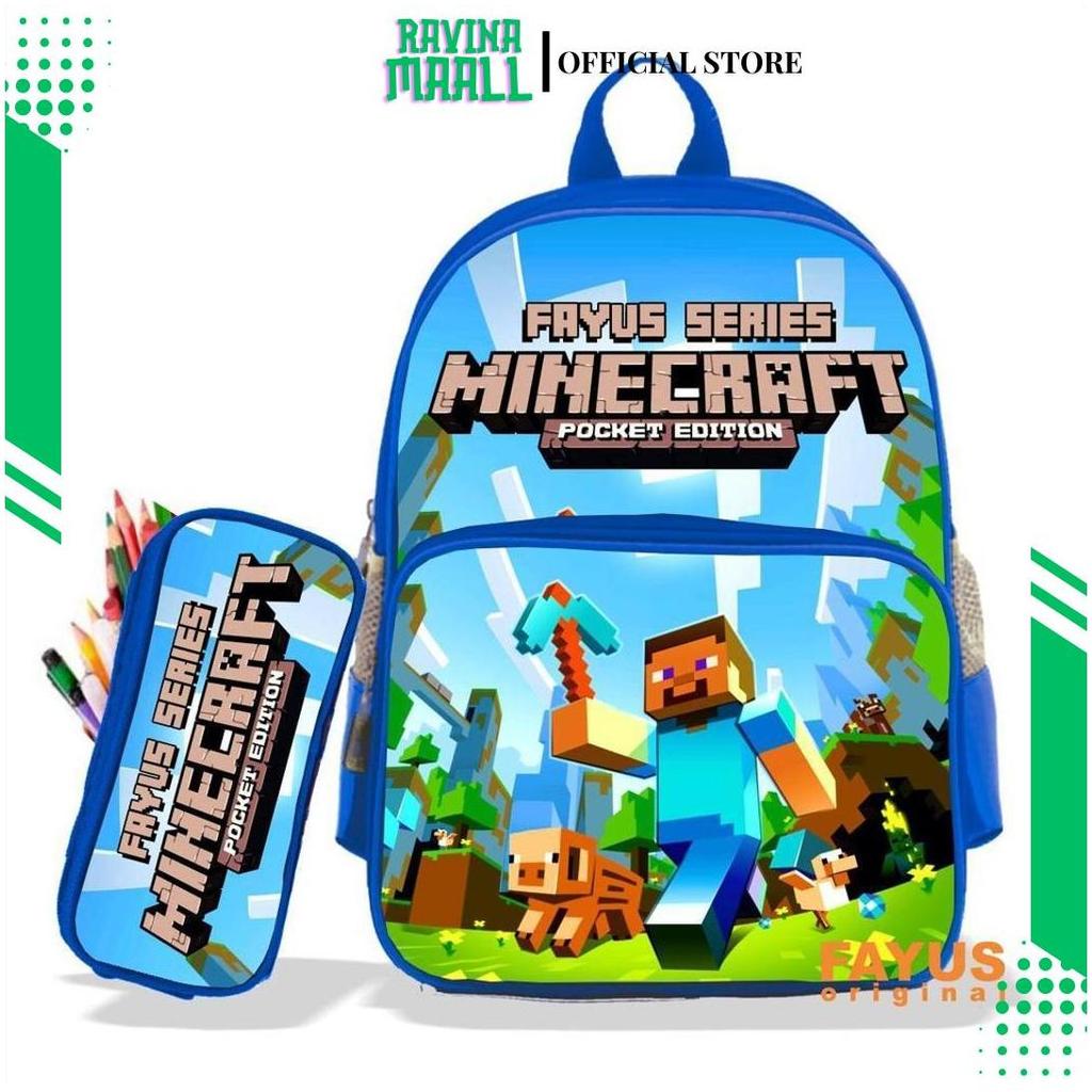 Tas sekolah anak ransel karakter MINECRAFT terbaru 2022 murah SD TK PAUD 2in1 bisa bayar di tempat (