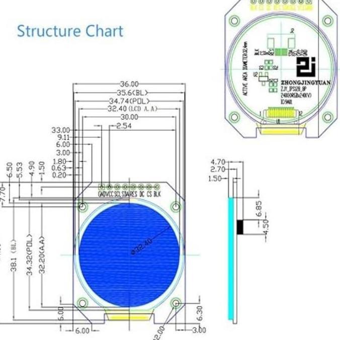 SHWARASA Lcd Tft Display 1.28 Inch Layar Tft Bulat Lcd Display Module Gc9a01 240x240