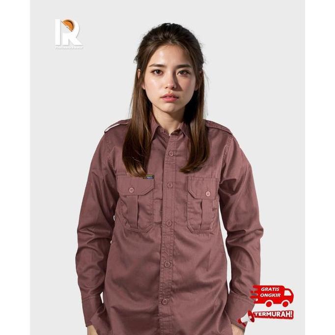 BAJU PDL/ PDH POLOS Panjang, Lapangan/ Outdoor/ Operator/ Mekanik, Kemeja Formal Warna Hijau Botol, 