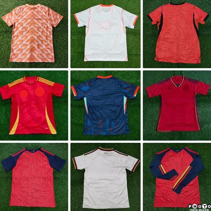 SHANBIU RETRO BELANDA SPANYOL HOME AWAY JERSEY BAJU BOLA LONG SLEEVE PIALA DUNIA EROPA 2024 2026 GRA