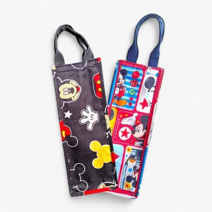DS155 - Tas Botol 1 Liter dan 2 Liter Motif Lucu Tas Tumbler Mickey Mouse Totebag Karakter Anak