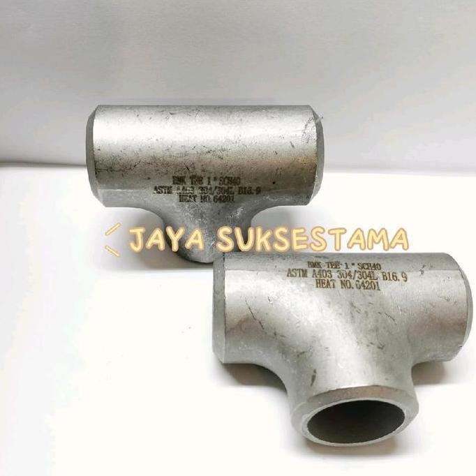 TEE LAS SCH40 STAINLESS SS 304 4" INCH TEE SCH 40 SS304 DISKON