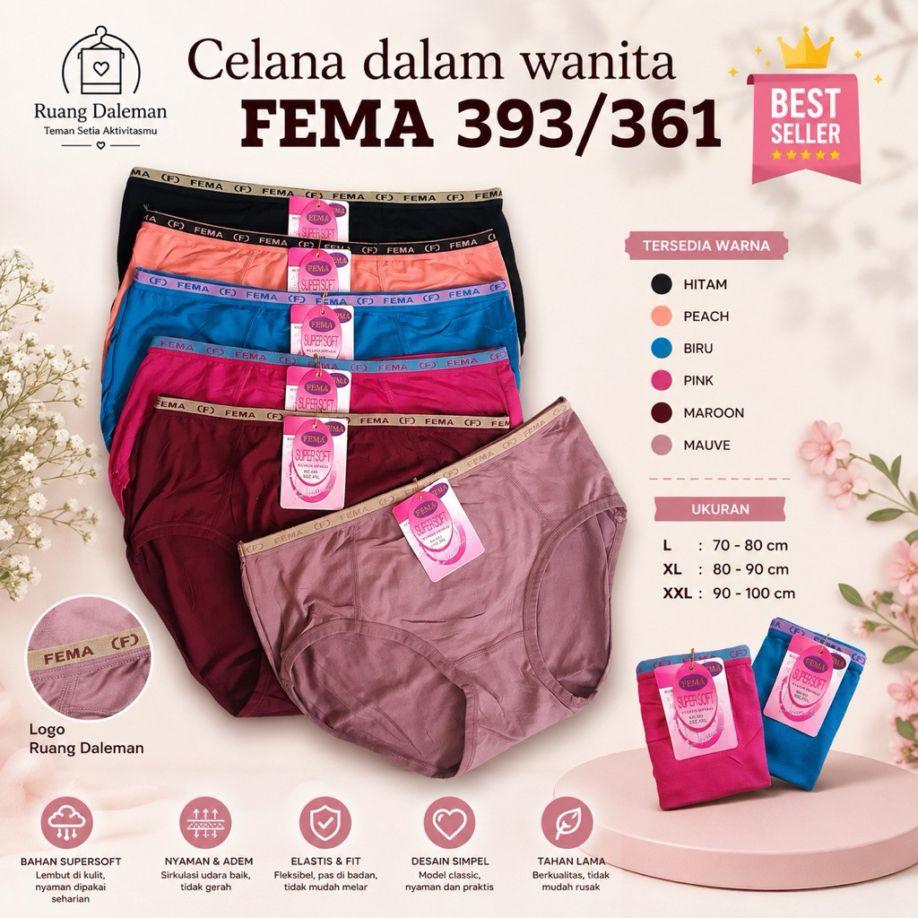 RD Celana Dalam FEMA 393/361, Cd Wanita Dewasa, Cd Fema