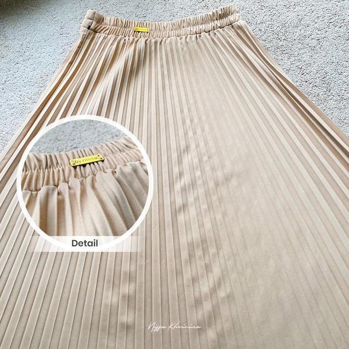 Bynissakhoirina - Liizaa Rok Pleats - Bawahan - Polos - Wanita - Maxi - Santai - Jalan - Kuliah -Rok