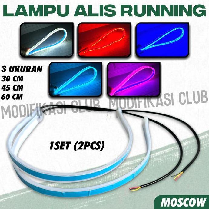 Lampu Alis Running Untuk Semua Motor Universal Bahan Flexibel Panjang 60Cm / 45Cm / 30Cm Lampu Alis 