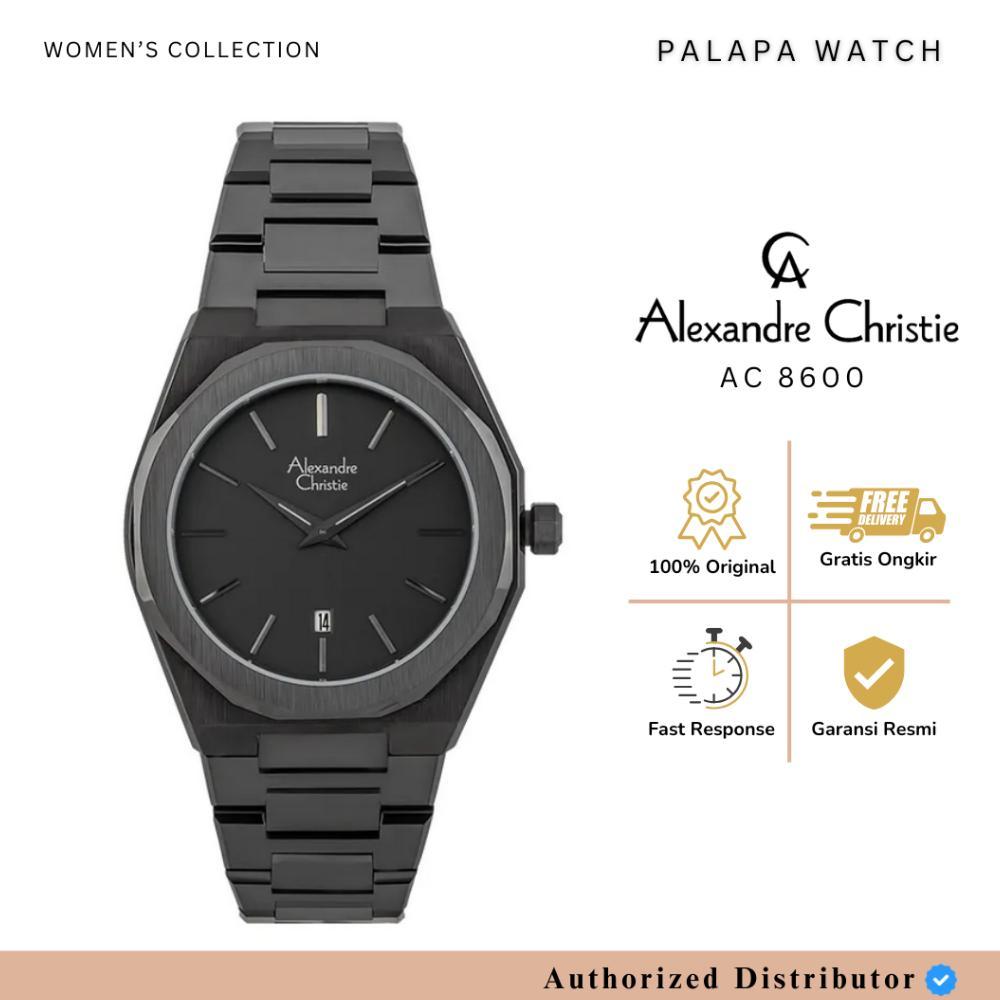 Jam Tangan Wanita Alexandre Christie AC 8600 / AC8600 Full Black Rantai Original