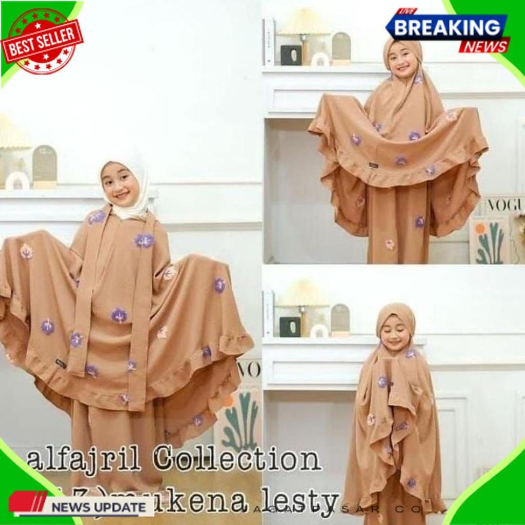 Diskon Lebaran (Cod) Mukenah Anak Tali Lesty 3In1 Crinkle Bordir Usia 610 Tahun Ori Alfajril Mukenah