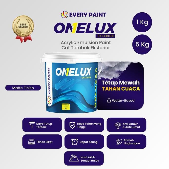 Cat Tembok Eksterior EVERY PAINT ONELUX EXTERIOR 5 Kg Cat Dinding Luar Rumah Tahan Cuaca