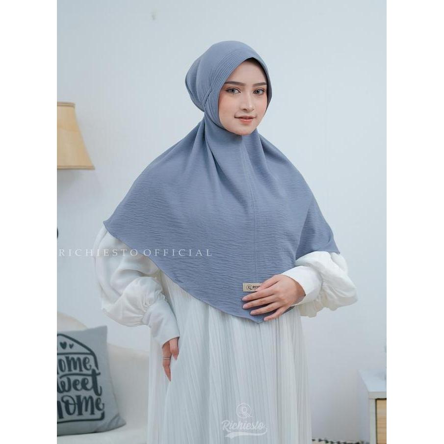 Bergo Instan Pet Tali Crinkle Airflow Ukuran L Jilbab Muslim Panjang Model Crinkle Pet Tali Bahan Cr