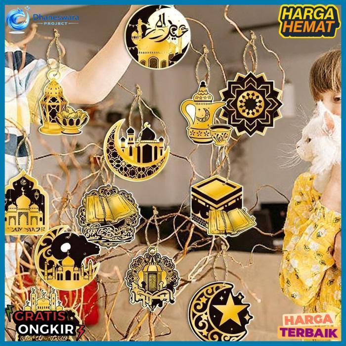 12Pcs Ramadhan Ornamen Dekorasi/Pengajian/Dekorasi Islami/Idul Fitri Lebaran Ramadhan Bulan