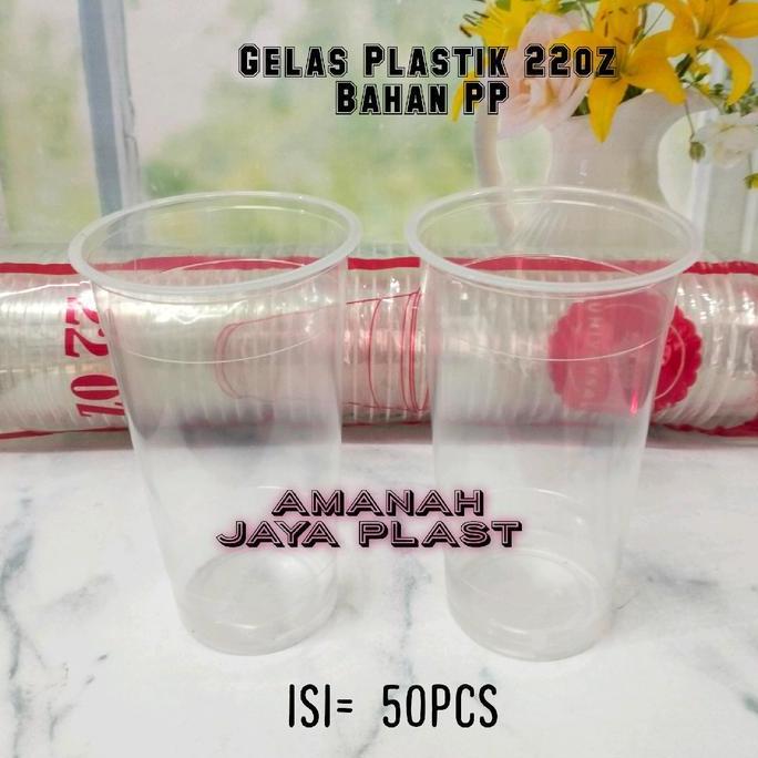 (50pcs) Gelas Plastik Cup 22oz Bahan PP
