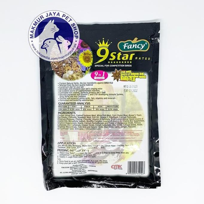 Pakan Burung Fancy 9 Star Natural Herbs Coklat 450 gram murah