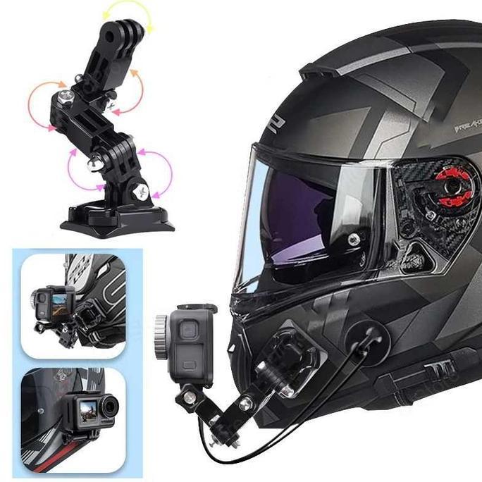 ADZKIMI braket holder kamera Helm Motor Full Face Mount untuk kamera GoPro yi sjcam action cam