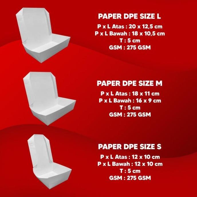 Paper Lunch Box Putih Uk S, M, L - Lunch Box Kertas - Lunch Box Kertas