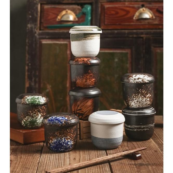 Gelas Chawanmushi keramik elegant motif galaxy elegant mewah tahan panas dan microwaveable safe/ man