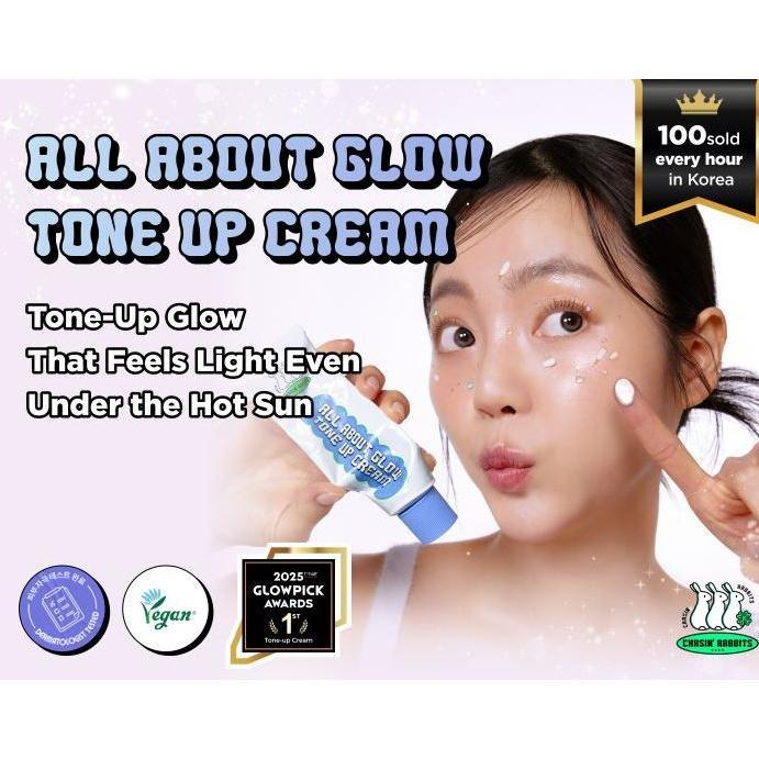 READY STOCK CHASIN' RABBITS All About Glow Tone-up Cream 50ML , Natural Makeup Base, No Makeup Natur