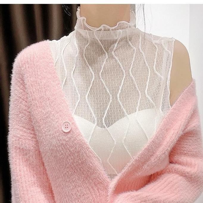 Feelme KK-527 Crop Lace Mesh Top, Vest Top, tanktop kamisol Atasan lace Renda Dalaman Baju Blouse tr