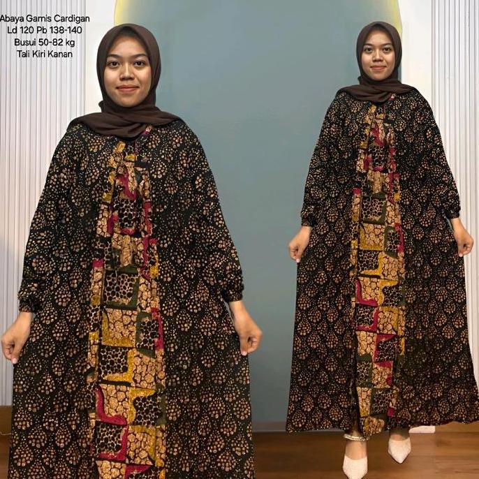 Abaya Gamis Kardigan Batik Cap Rayon Tebal Halus Adem Super Premium Remaja  Wanita  Busui  Baju Panj