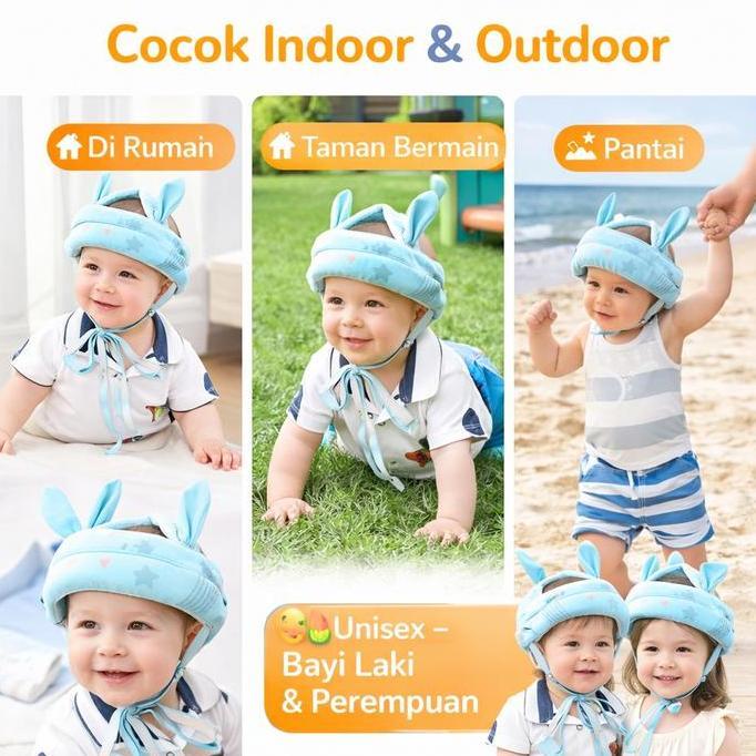 Topi Pelindung Kepala Bayi Anti Bentur Helm Bayi Anti Jatuh Aman untuk Belajar Jalan & Merangkak pel