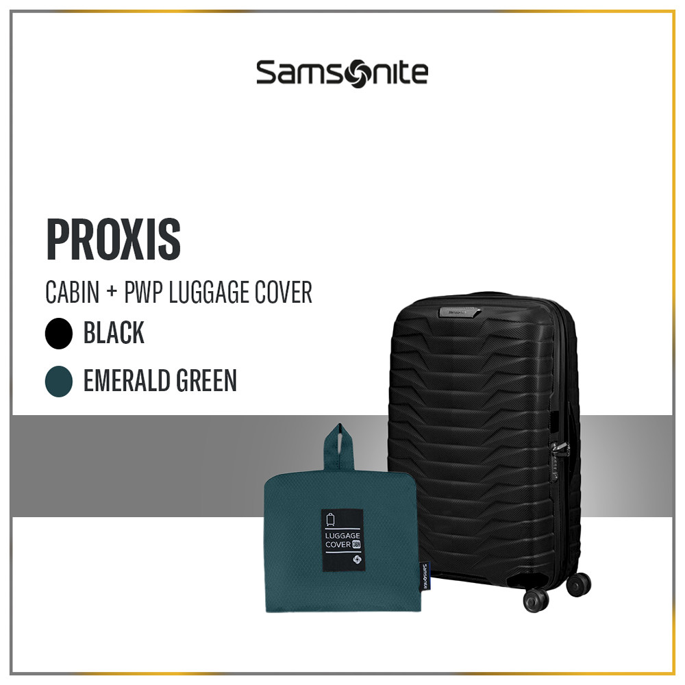 Samsonite Koper Proxis Cabin Black + Foldable Luggage Cover Cabin