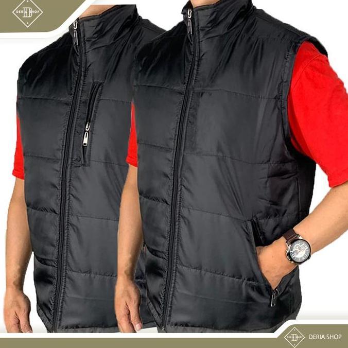 Untere- Rompi Gelembung Parasut Pria Polos Hitam Navy Dewasa Anak Vest Puffer Resleting Tebal Anti A