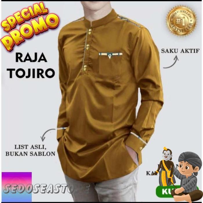 Kkm Raja Tojiro Baju Koko Pria Lengan Panjang Muslim Qurta Raja Tojiro Ukuran Jumbo M,L,Xl,Xxl