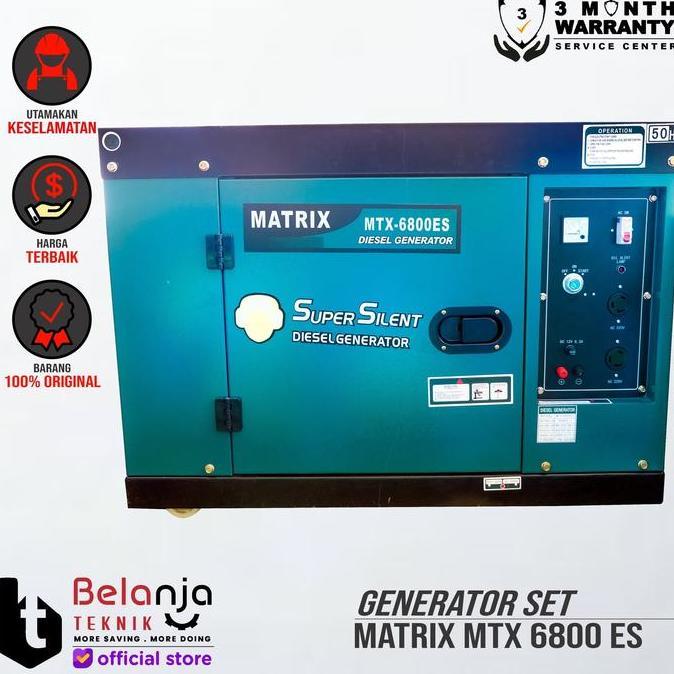 Matrix Genset Diesel Super Silent Mtx 6800 Es 5000 Watt Mtx6800 Generator Set Mesin Pembangkit Listr
