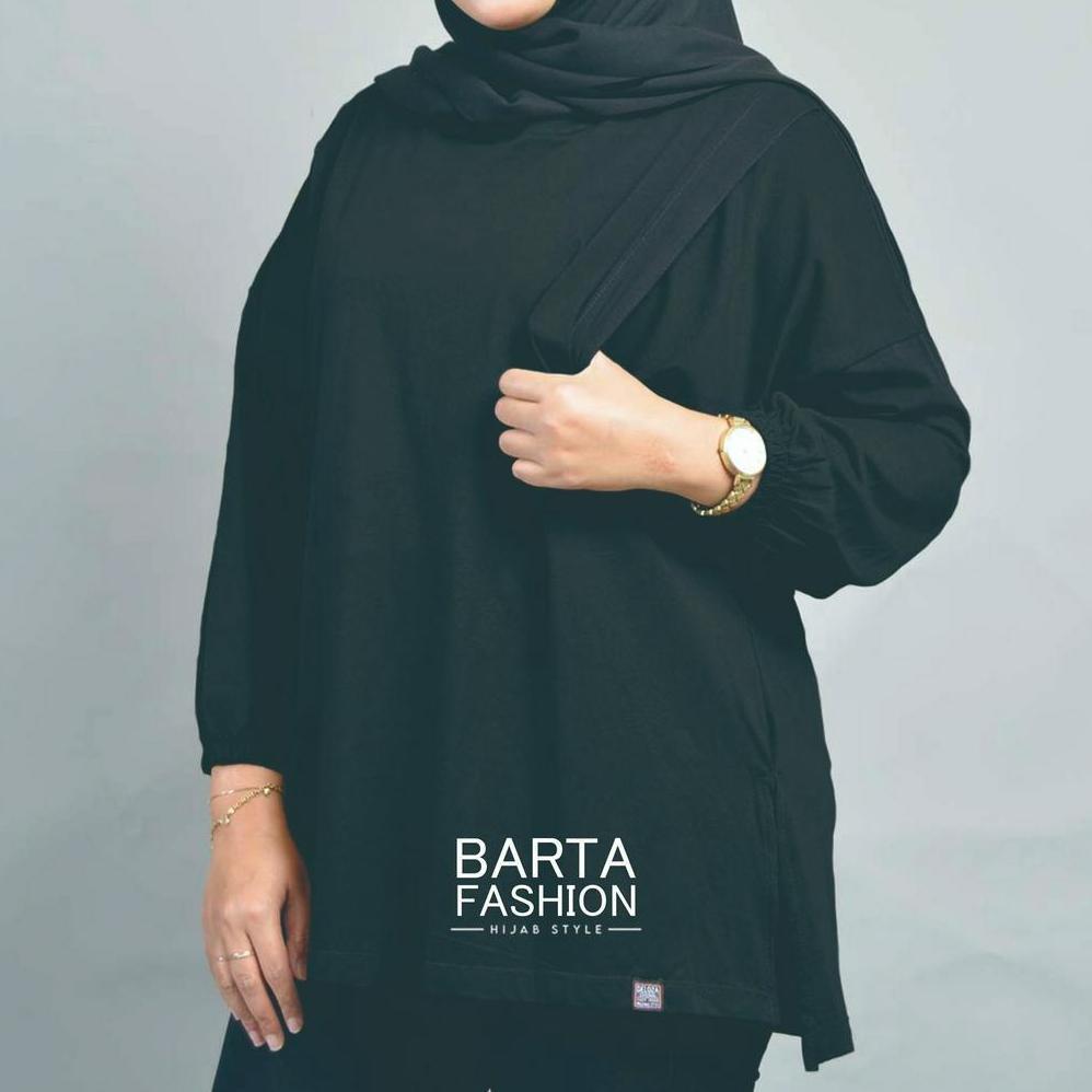 Kaos Wanita Moon Busui Oversize Katun Blouse Polos Lengan Panjang Balon Jumbo Termurah