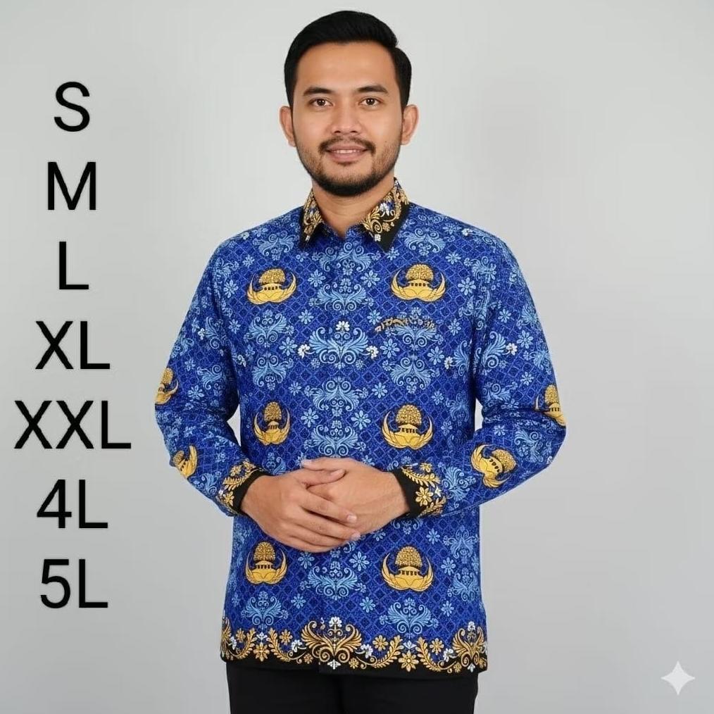 NEW SRAGAM BATIK KORPRI PRIA KERAH HITAM FULL FURING KATUN HALUS PREMIUM TERBARU [terbaik][terlaris]