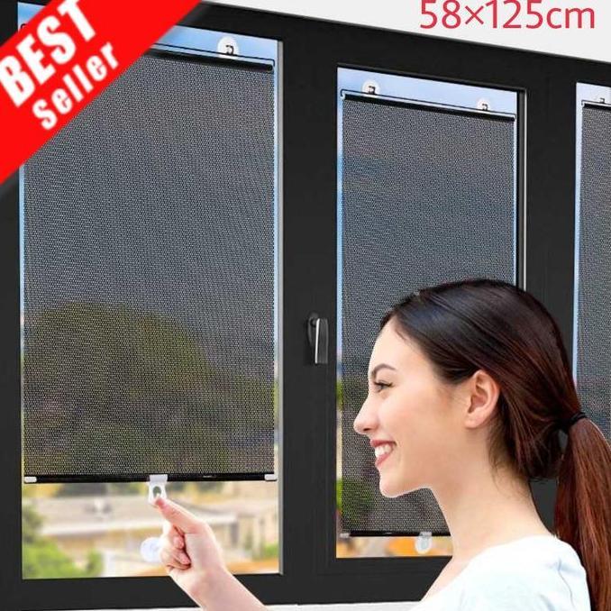 Roller Blind Tirai Penutup Jendela Kaca Tempel Gorden Rumah Kantor