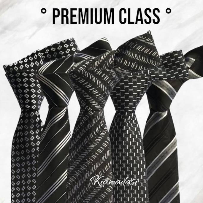 Dasi Pria Panjang HItam Motif Formal Ikat Manual