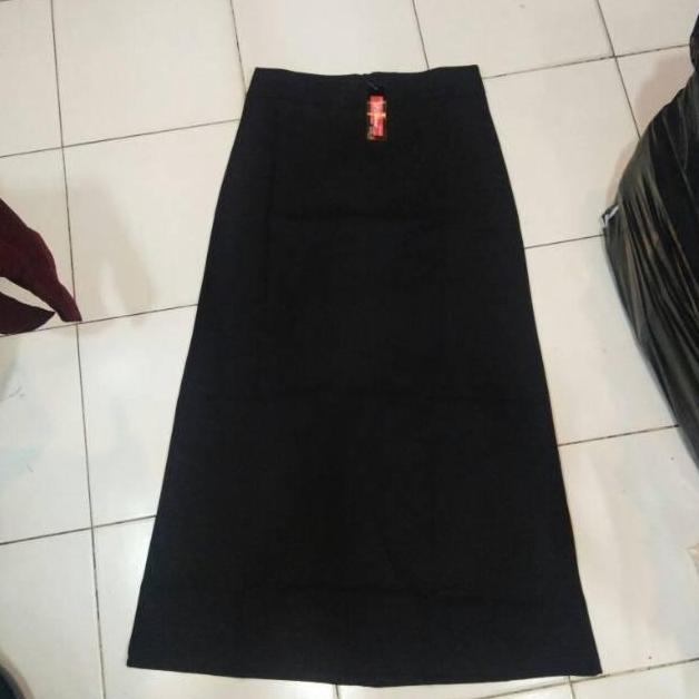 Rok kerja wanita Hitam model line A Pendek Scuba Maxi Tebal Dewasa Panjang