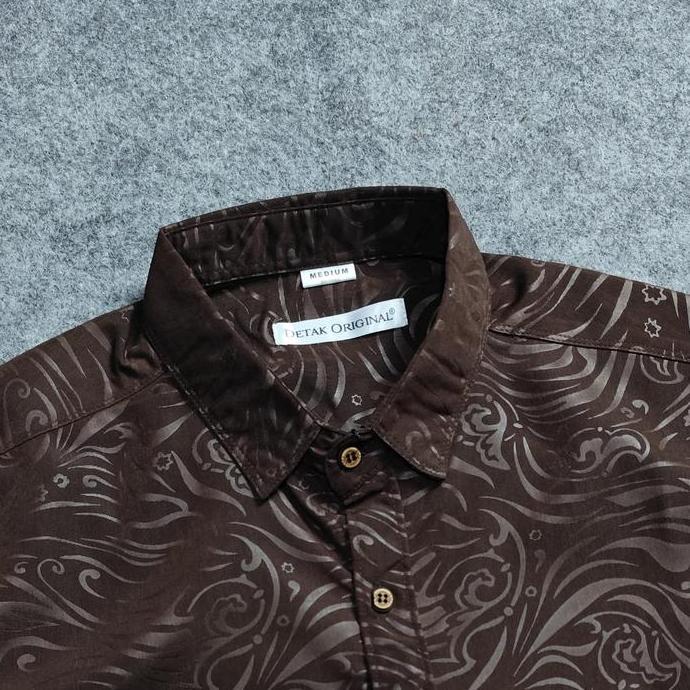 Kemeja Embos Sultan Lengan Pendek Pria Coklat Yakuza Casual Slimfit