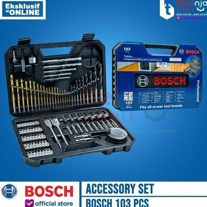 Bosch Accessory Set 103 Pcs Toolkit Mata Bor Dan Obeng Set Titanium