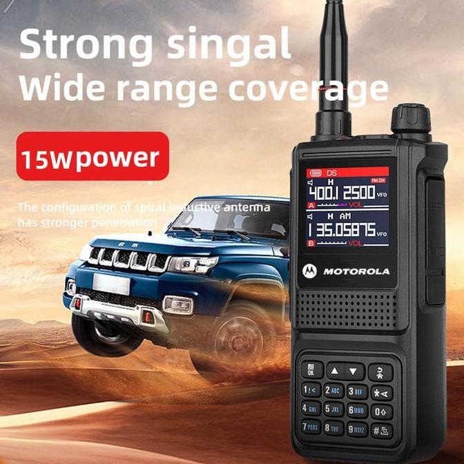 Murah Motorola Ht Dual Band Uhf Vhf Gp338 Plus 15W Radio Walkie Talkie Jarak Jauh 1-20Km Dengan Bate