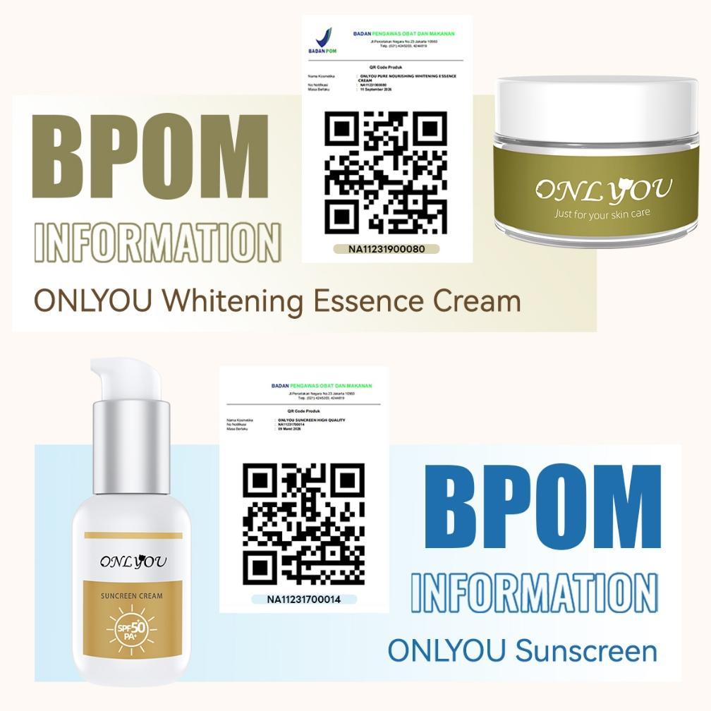 Onlyou Makeup 2Pcs Paket / Onlyou Whitening Moisturizer Glowing Cream + Onlyou Menyegarkan Sunscreen
