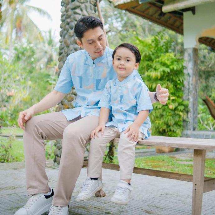 ALTHAFF Kaffah koko bordir lengan pendek couple ayah dan anak remaja dewasa baju muslim pria lebaran