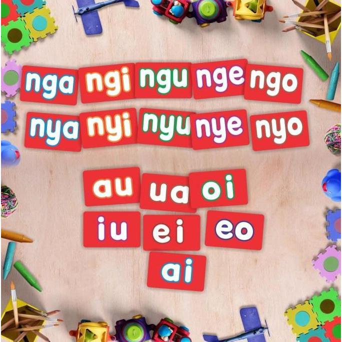 Flash Card Suku Kata Wipe Clean Belajar Baca Membaca Kartu Baca