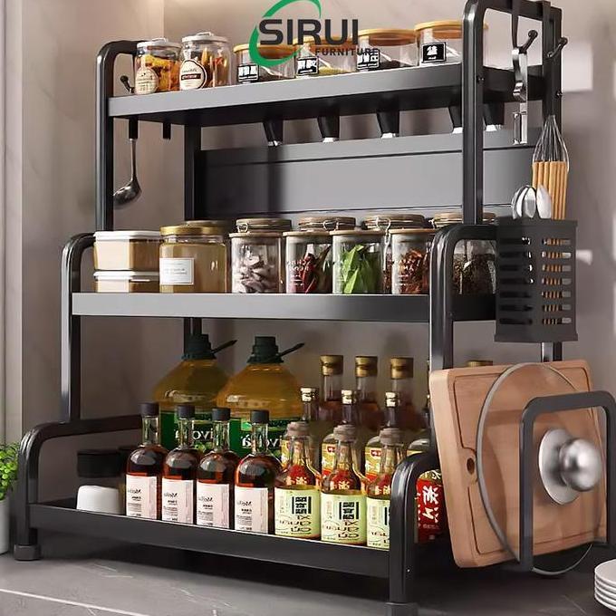 Rak Bumbu Dapur Stainless Steel Rak Penyimpanan Dapur Rak Bumbu Rak Dapur Stainless 3 Susun 2 Susun 