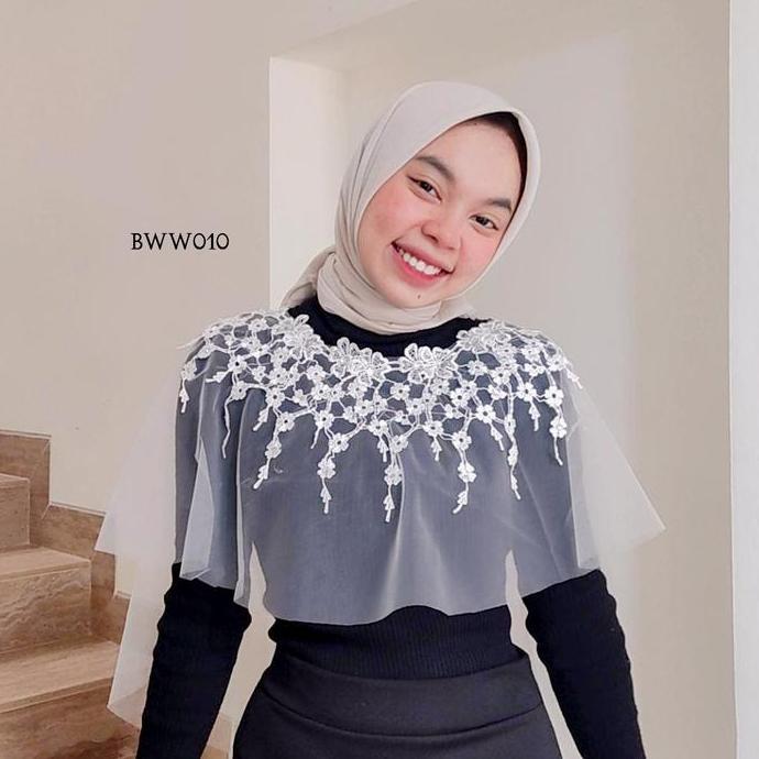 Aksesoris Bolero Pesta Wedding Lace Korea Putihl Bolero Lenka - Bww010