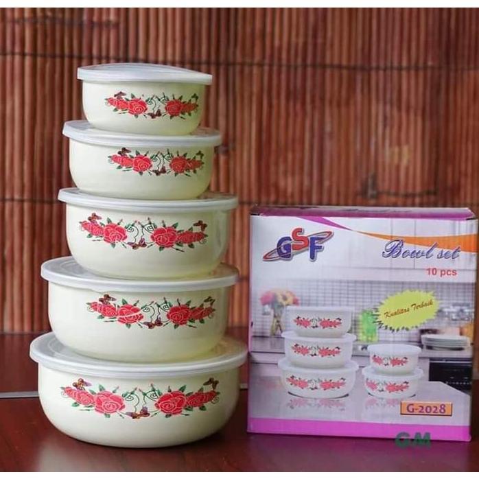 TERBARU RANTANG SUSUN 5 MANGKOK SET BERANAK MANGKUK PENYIMPANAN MAKANAN MOTIF BUNGA GSF 2028 / RANTA