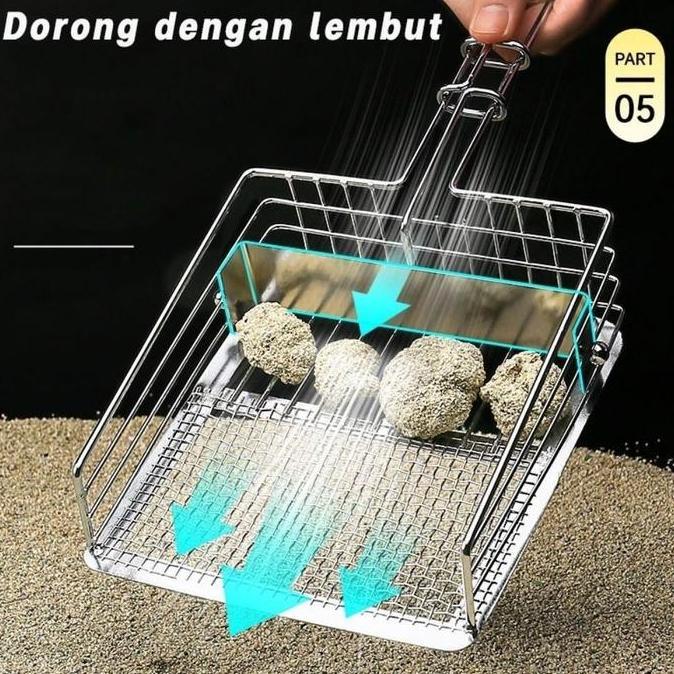 vinnatsu sekop serokan pasir stainless /sekop serokan pasir kucing /serok pasir cat litter scoop /se