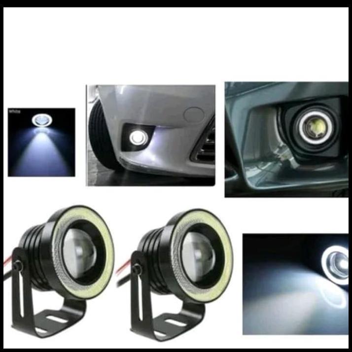 GRATIS ONGKIR UNIVERSAL FOG LAMP ENGEL EYES LED PUTIH 89 MM NEW AVANZA 