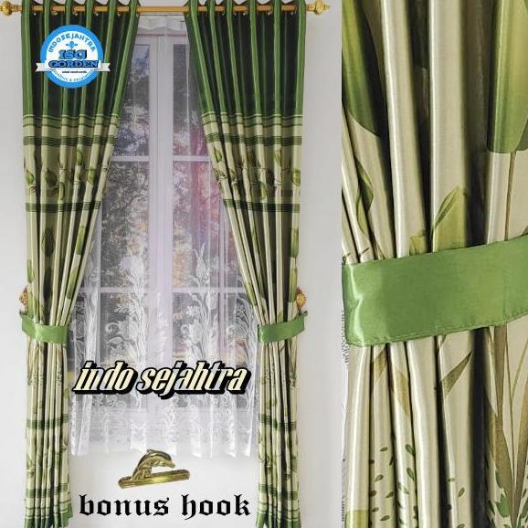indo sejalitra Gorden Curtain Pintu Jendela Ruang Tamu Blackout Printing Bunga Tulip Bonus Tali Kain