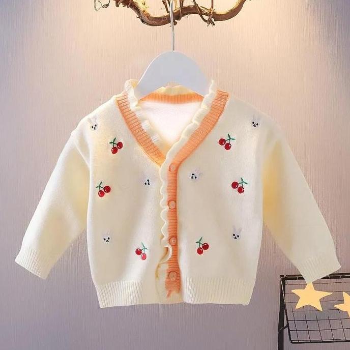 Cardigan Anak/ Cardigan Knit Anak Perempuan Cardigan Motif Cherry/ CG1 CHERRY LYME